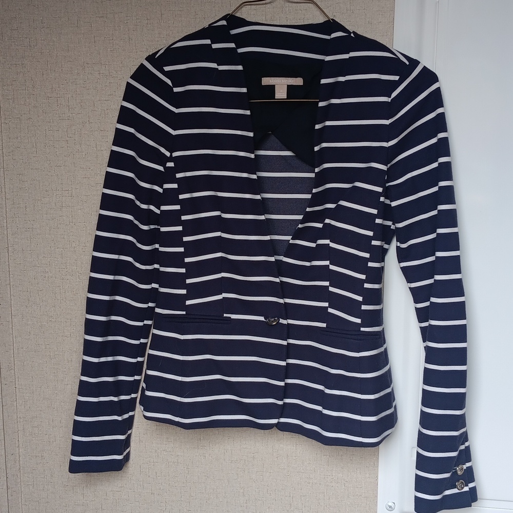 Banana Republic Women's Navy and White Sz 2 Blazer